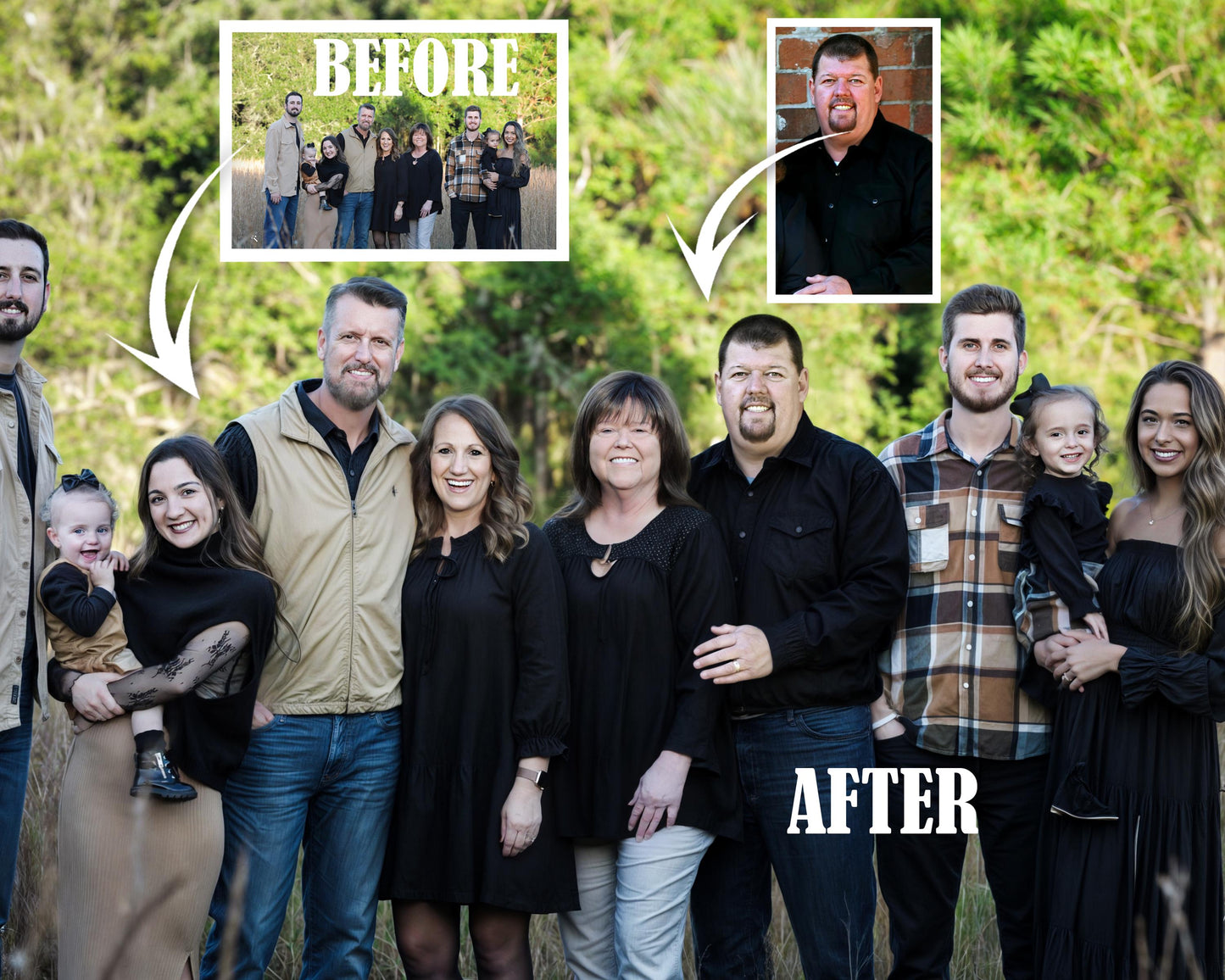 Photo Merge / Add People to Photo / Add Deceased Loved One / Family Portrait